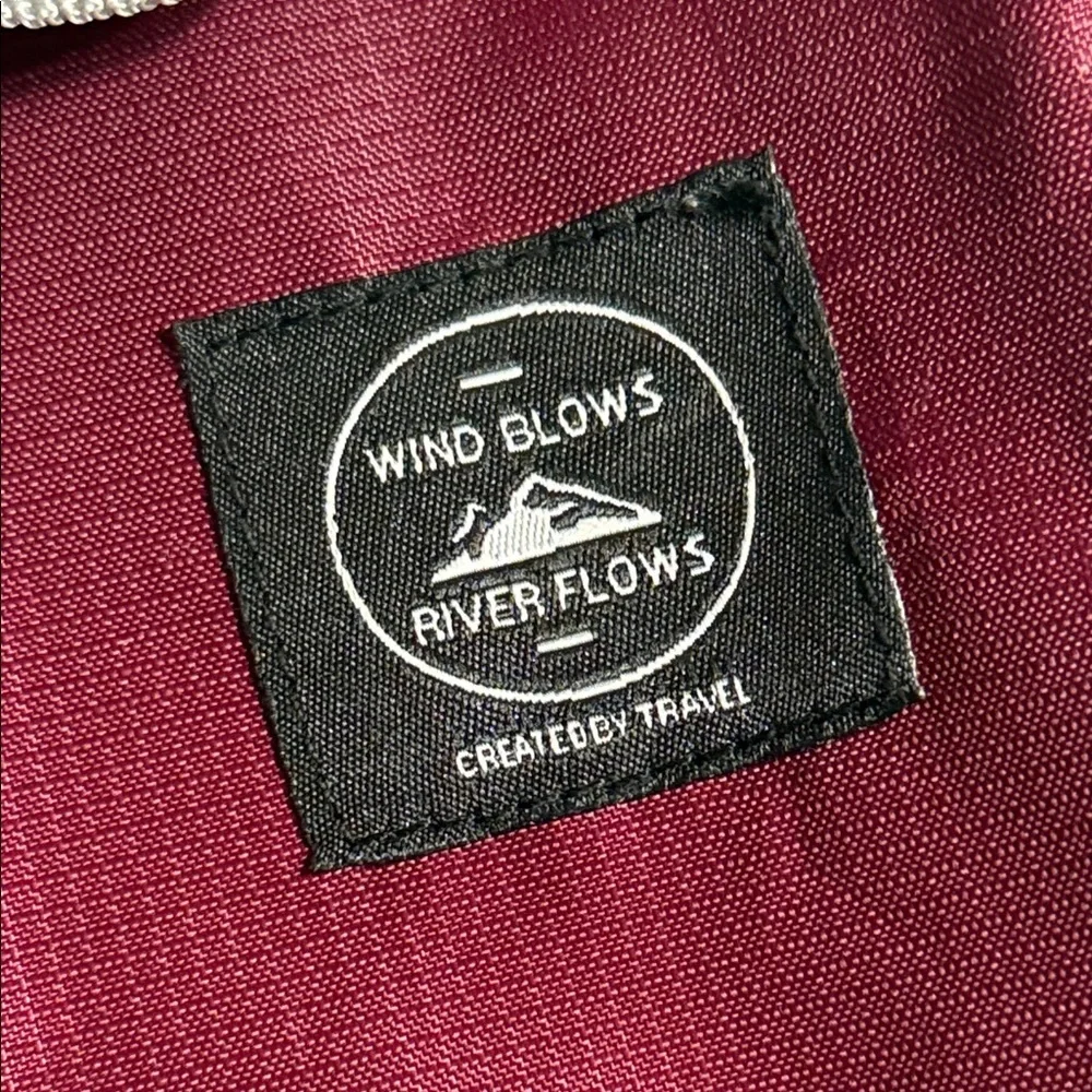 Burgundy Tote Bag with Gray Straps